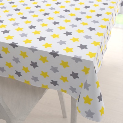 Biante Dětský bavlna ubrus Sandra SA-203 Žluto-šedé hvězdy 50x100 cm