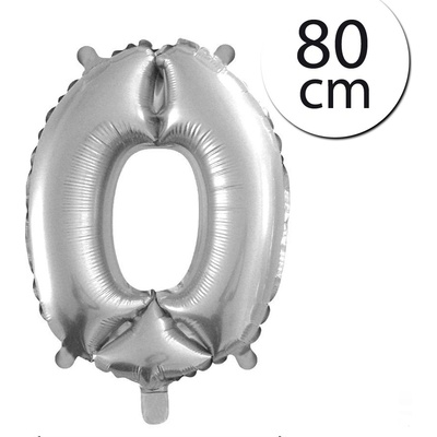 FUN RAG 8Silver 62800 Mini fóliový balón číslo 0 strieborný 80 cm