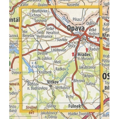 KČT 59 Opavsko - nástěnná turistická mapa 60 x 90 cm Varianta: mapa v dřevěném rámu, Provedení: Ticiago černý