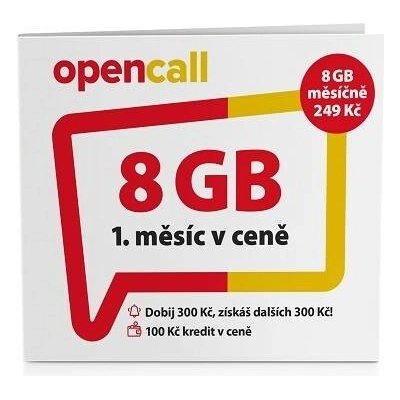 O2 SIM karta OPENCALL s kreditem 100Kč + 8 GB