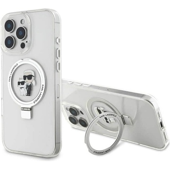 KARL LAGERFELD Magsafe Калъф с Поставка за iPhone 16 Pro Max, Karl Lagerfeld Ringstand Heads Case, Прозрачен (KLHMP16XHMRSKCH)