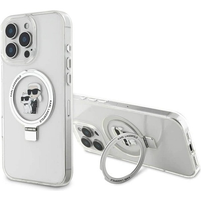 KARL LAGERFELD Magsafe Калъф с Поставка за iPhone 16 Pro Max, Karl Lagerfeld Ringstand Heads Case, Прозрачен (KLHMP16XHMRSKCH)