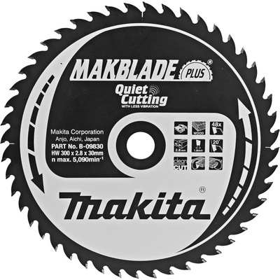 Makita Pilový kotouč na dřevo B-09830 MAKBLADE PLUS, 300x30mm, 48 zubů, do pokosové a stolní pily (podélný/příčný řez)