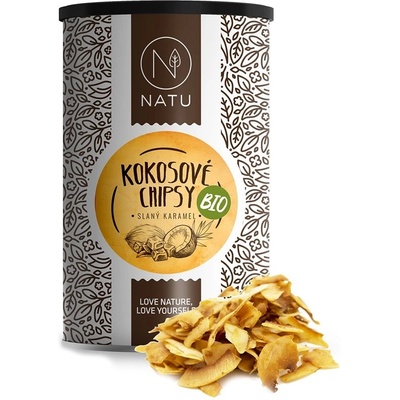NATU Kokosové chipsy BIO kokosové chipsy v BIO kvalitě příchuť Salted Caramel 200 g