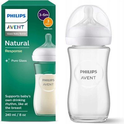 Philips Avent láhev Natural Response skleněná transparentní 240 ml