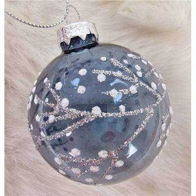 Huizhou Haiswei Daily Necessities Co., Ltd. Vianočná guľa so strieborným zdobením 6 cm – modrosivá