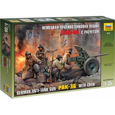 ZVEZDA Model Kit figurky 3610 PAK 36 with Crew 1:35