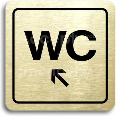 ACCEPT Piktogram WC vlevo nahoru - zlatá tabulka - černý tisk