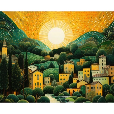 ZUTY Obrazy na stenu - Mesto v horách Rámovanie: bez rámu a bez vypnutia plátna, Rozmer: 40x50 cm
