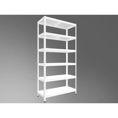 Biedrax Regál do domácnosti 40 x 100 x 210 cm, bílý, 6 polic plech, nosnost 100 kg na polici