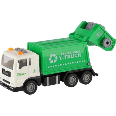 Teddies Auto smetiarske plast 17cm na zotrvačník na batérie so svetlom so zvukom v krabici 21x13x9cm