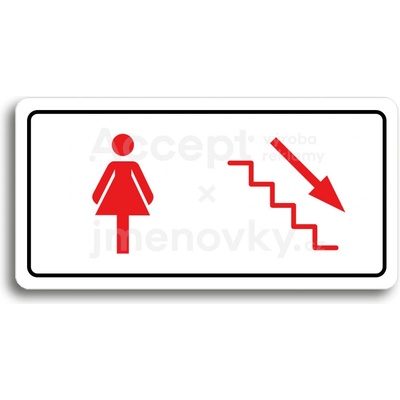 ACCEPT Piktogram WC ŽENY VPRAVO DOLŮ - bílá tabulka - barevný tisk