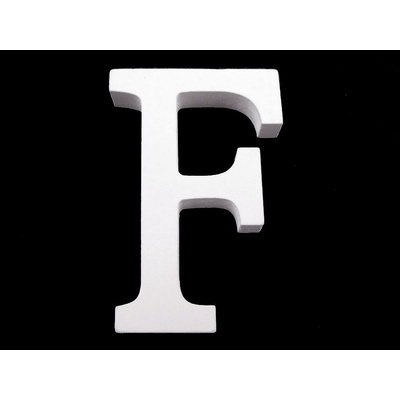 Dřevěná dekorace písmena abecedy - "F" bílá sněžná