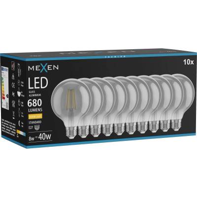 Mexen Vintis 10x LED нажежаема жичка E27, G95, 8W, Топла - 2700K, 680 lm, опушена (L157-E27-0827-70x10)