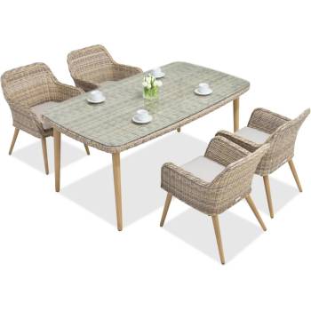 Garden Point Ексклузивен техноратанов комплект за трапезария Cordoba пясъчен на Garden Point за 4 души (GAP058-4)