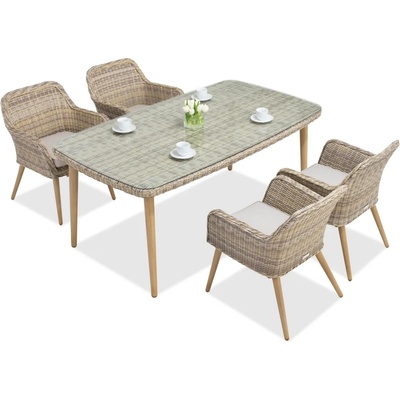 Garden Point Ексклузивен техноратанов комплект за трапезария Cordoba пясъчен на Garden Point за 4 души (GAP058-4)