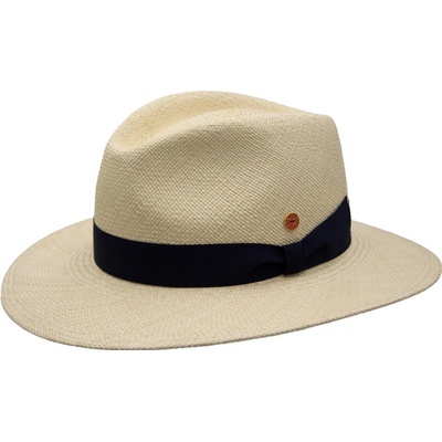 Mayser Tarbes luxusní panamský klobouk Fedora s tmavě modrou stuhou UV faktor 80