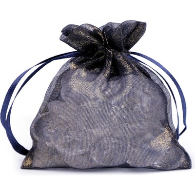 Prima-obchod Dárkový pytlík s kovovým leskem 8x10,5 cm organza shine, barva 8 modrá kobaltová