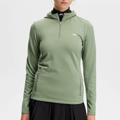 J.Lindeberg Ladies Aerielle Quarter Zip Hood Hedge Green