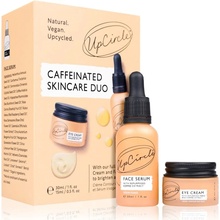 UpCircle Caffeinated Skincare rozjasňující oční krém s výtažky z kávy 15 ml + rozjasňující pleťové sérum s výtažky z kávy 30 ml dárková sada