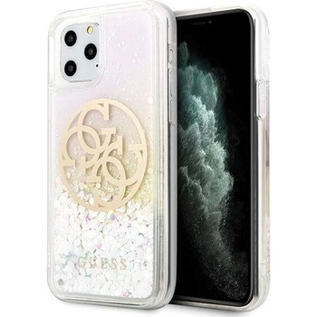 GUESS Circle Liquid Glitter Hard Case - дизайнерски кейс с висока защита за iPhone 11 Pro (розов)