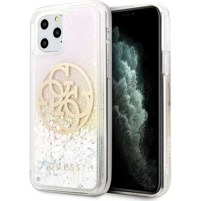 GUESS Circle Liquid Glitter Hard Case - дизайнерски кейс с висока защита за iPhone 11 Pro (розов)