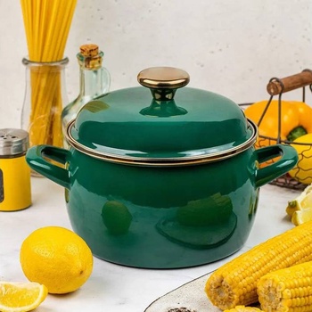 Metalac Posude 16 см дълбока зелена емайлирана тенджера Metalac Posude дизайн Royal