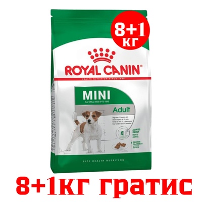 Royal Canin Royal Canin- MINI ADULT 8+1 kg gratis