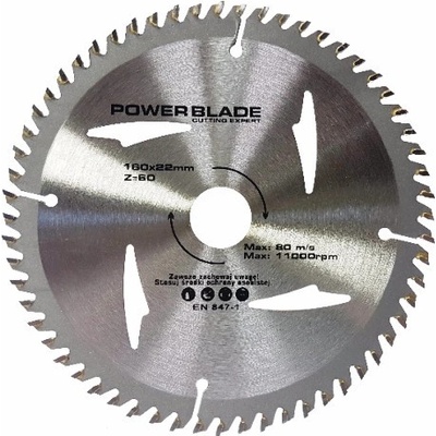 Kotouč pilový s SK plátky (vidiový), 160x60Tx22mm POWER BLADE MAR-POL M09056