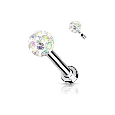 Šperky4U piercing do brady cartilage s kamínky LB1089-1208-AB