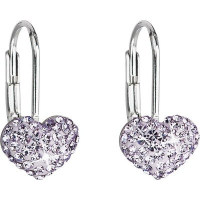 Pavona náušnice visací s krystaly Swarovski fialové srdce 31125.3