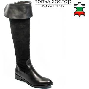 Български обувки Дамски ботуши тип чизми от естествена кожа 32472