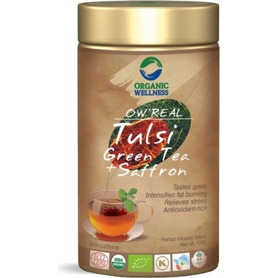 Organic Wellness BIO TULSI SE ZELENÝM ČAJEM A ŠAFRÁNEM 100 g