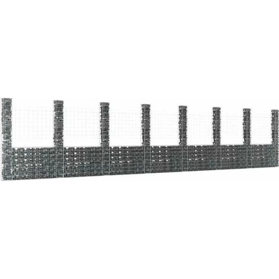 ZBXL Gabionový koš ve tvaru U s 8 sloupky železo 860 x 20 x 200 cm