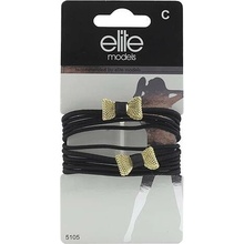 Gumičky Elite Models černé + 2 dvě zlaté mašle, 8ks