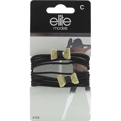 Gumičky Elite Models černé + 2 dvě zlaté mašle, 8ks
