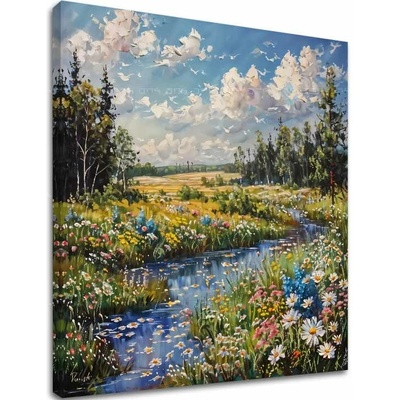 Obraz krajiny na plátne Potok v prírode - 60x60 cm