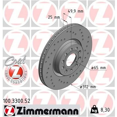Brzdový kotúč ZIMMERMANN 100.3300.52 (100330052)