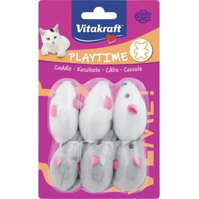 Vitakraft Hračka pre mačky myšky s kožušinou 6 ks 5 cm