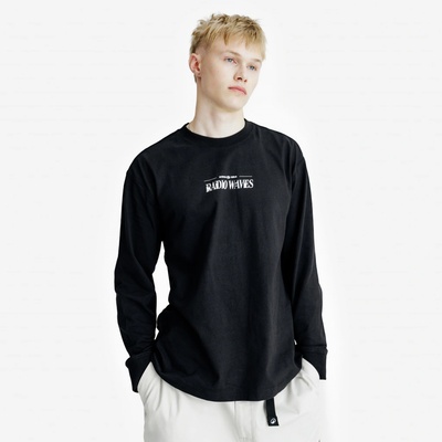 Decathlon pánské tričko s dlouhým rukávem Lifetech s potiskem černá