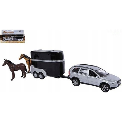 KIDS GLOBE Auto Volvo XC90 kovové PB přívěs s koněm