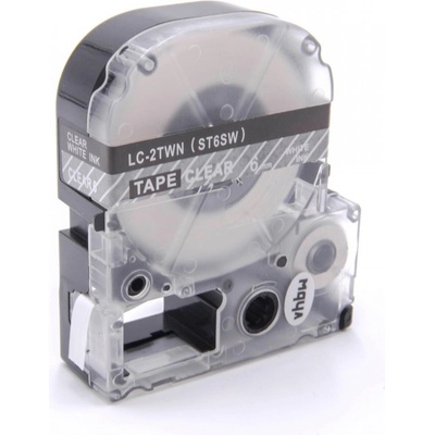 Compatible Epson LC-2TWN, ST6SW, 6mm x 8m, бял печат / прозрачен фон, съвместима лента (LCST6SW)
