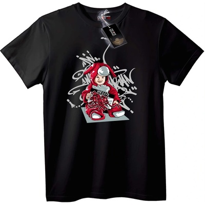 NOONEBRAND Тениска с графити дете и червени маратонки - XL, Black