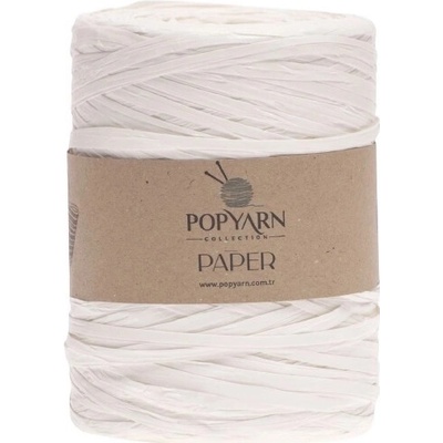 POPYARN Papírová příze Paper B502 - bílá, 250g 360m