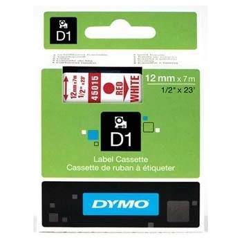 DYMO D1 45015, S0720550, 12mm x 7m червен печат / бял фон, оригинална лента (45015)