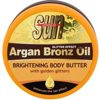 Vivaco Sun Argan Bronz Oil Brightening Body Butter масло за тяло за след слънце с арганово масло и блястящи частици 200 ml