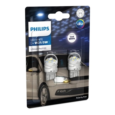 Крушка, LED, стоп светлини / габарити PHILIPS W21/5W, 12V, 2, 4/0, 48W, 6000K, 200/50lm, 2 бр