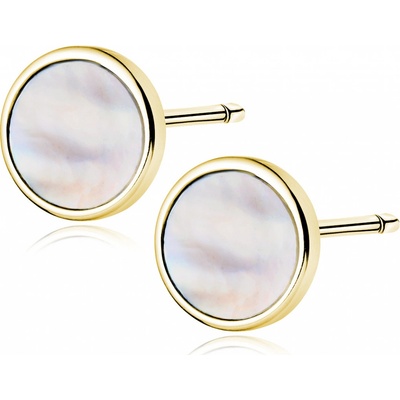 Lunica Stříbrné náušnice PERLEŤ GOLD 0292