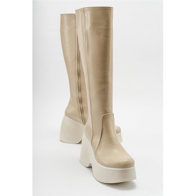 Moda Trend Дамски ботуши на платформа - Бежови #410942 (410942_Бежов)