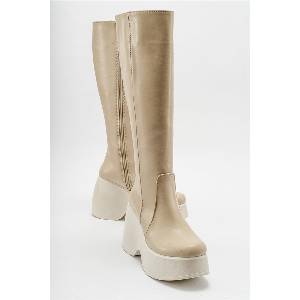 Moda Trend Дамски ботуши на платформа - Бежови #410942 (410942_Бежов)
